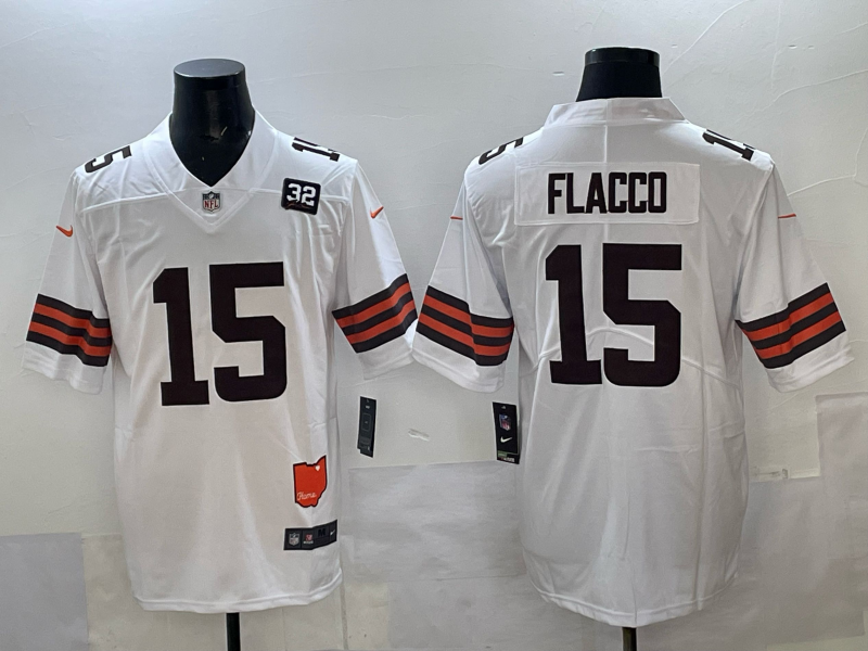 Men 2025 Cleveland Browns #15 Flacco white Nike Limited NFL Jersey 001